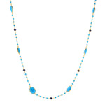 44" Blue Howlite & Corundum Station Necklace