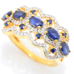 Vermeil 2.40ct Choice of Sapphire & White Zircon Scalloped Sterling Silver Ring