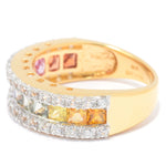 2.74ct Multi Color Sapphire & White Zircon Choice in Yellow Vermeil or White Rhodium Ring