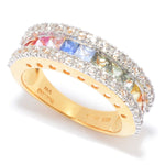 2.74ct Multi Color Sapphire & White Zircon Choice in Yellow Vermeil or White Rhodium Ring