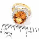 16 x12mm Citrine Gemstone & Zircon Flower Ring