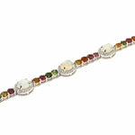 7.25" SS Ethiopian Opal Multi Tourmaline & White Zircon Bracelet