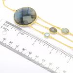 28" Labradorite & Blue Topaz Multi Strand Necklace w/ 2" Extender Gold Plate Sterling Silver